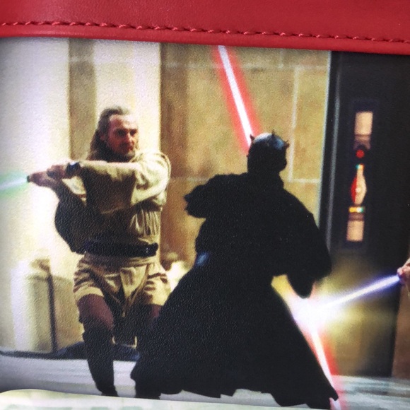 Loungefly star war scenes series phantom menace mini back pack burgundy NWT - Picture 5 of 10